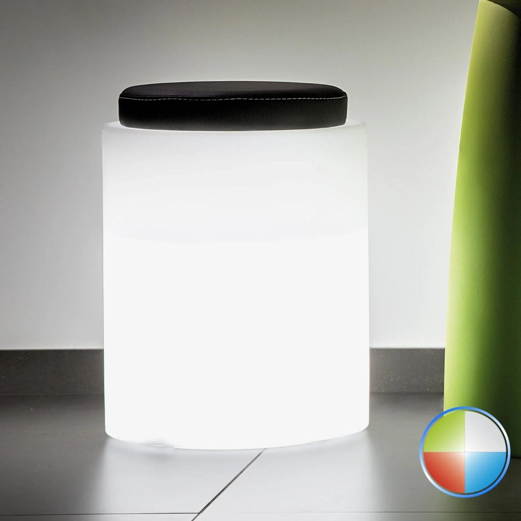 Pouf Round In Resina Tondo Ø 40 CM Led Multicolor Batteria