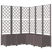 Fioriera rialzata per piante fiori terrazza giardino con traliccio 120 x 120 x 136 cm PP marrone 02_0038228