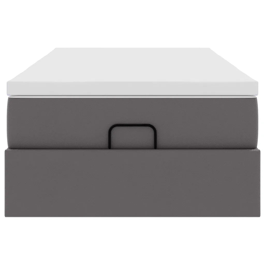 Struttura Letto Pouf con Materasso Grigio 100x200 cm Similpelle 3311024