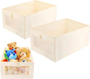 Set di 2 scatole di archiviazione con finestra trasparente - per abbigliamento, libri, cosmetici, giocattoli.