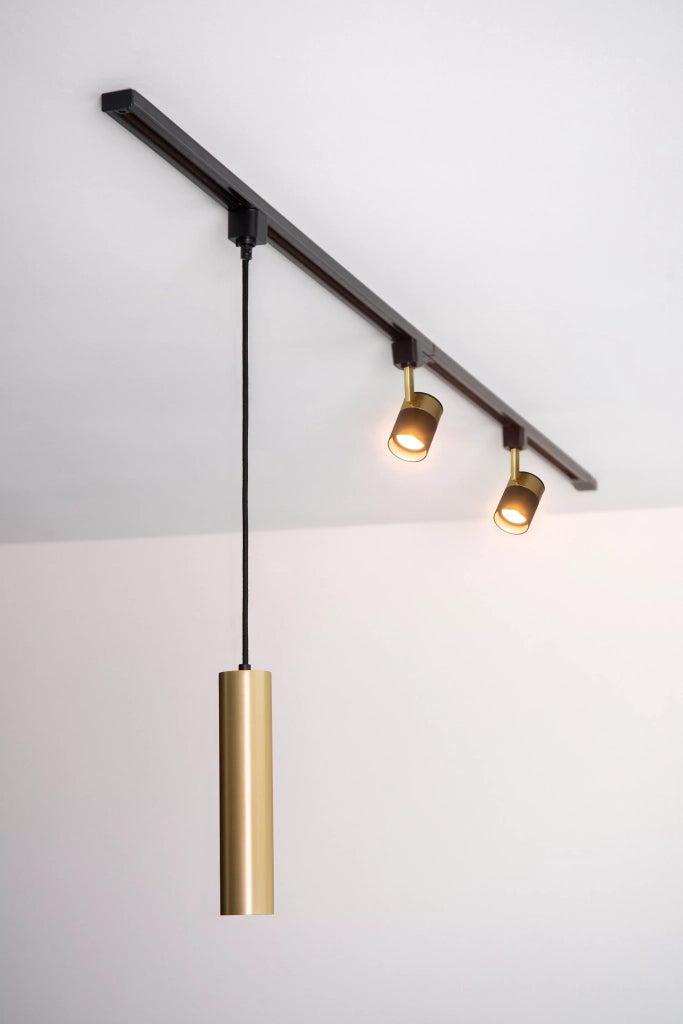 Faretto su binario orientabile nero-oro GU10 Lucide