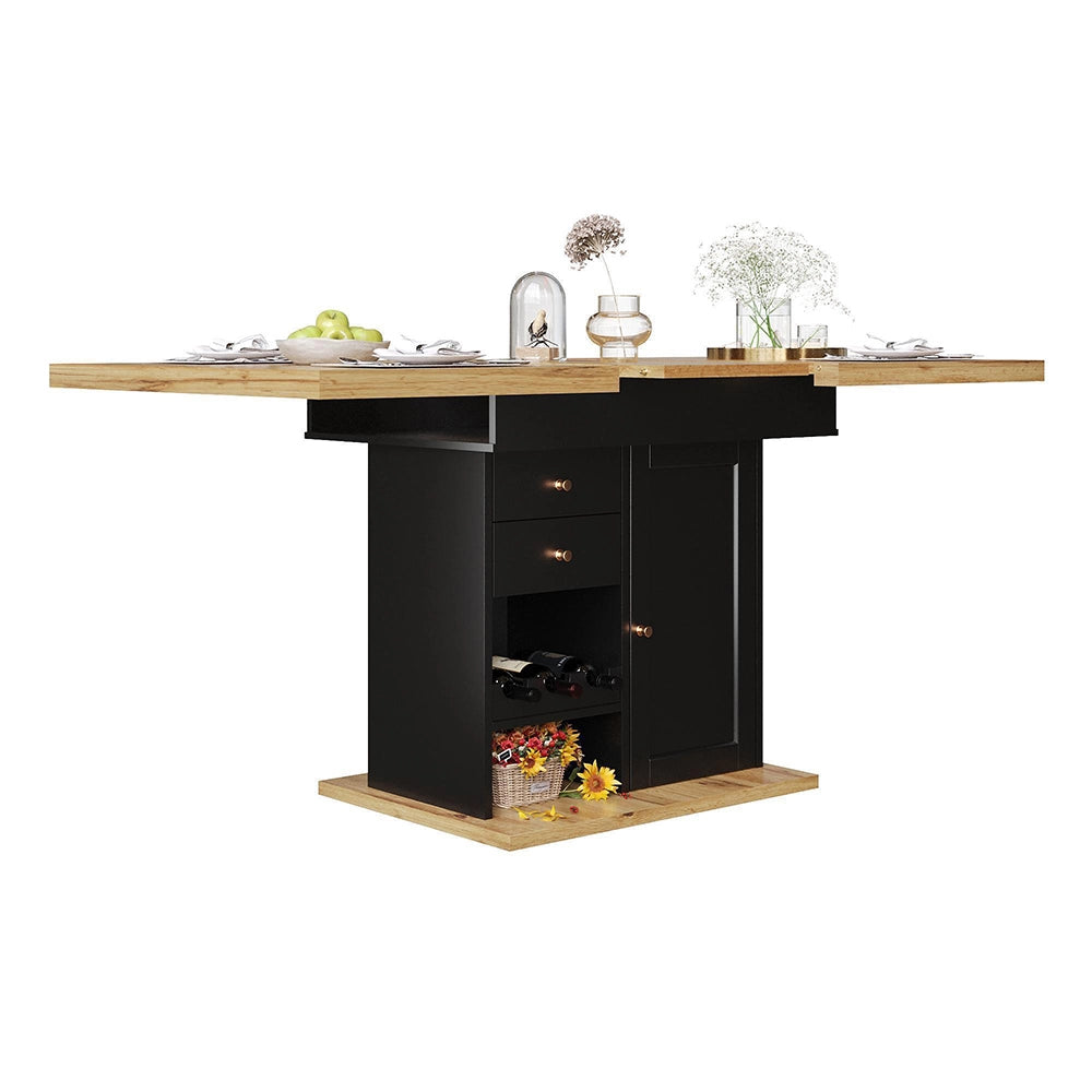Tavolo estensibile - Xylo - 110-140x80cm con scaffale vino e snack