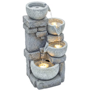 Fontana da Giardino a 4 Livelli con Luce LED ¨C zephmum ¨C Grigio