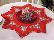Paketto di ricamo lussuoso in stile stellato rosso da 75x75 cm con copriago da ricamo, set di aghi per ricamo e kit per ricamo con modello di ricamo per Natale