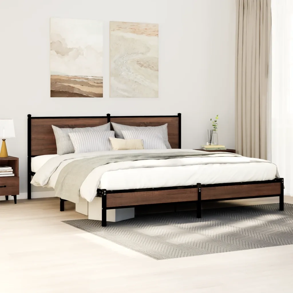 Giroletto senza Materaso in Metallo Rovere Marrone 160x200 cm 4007925