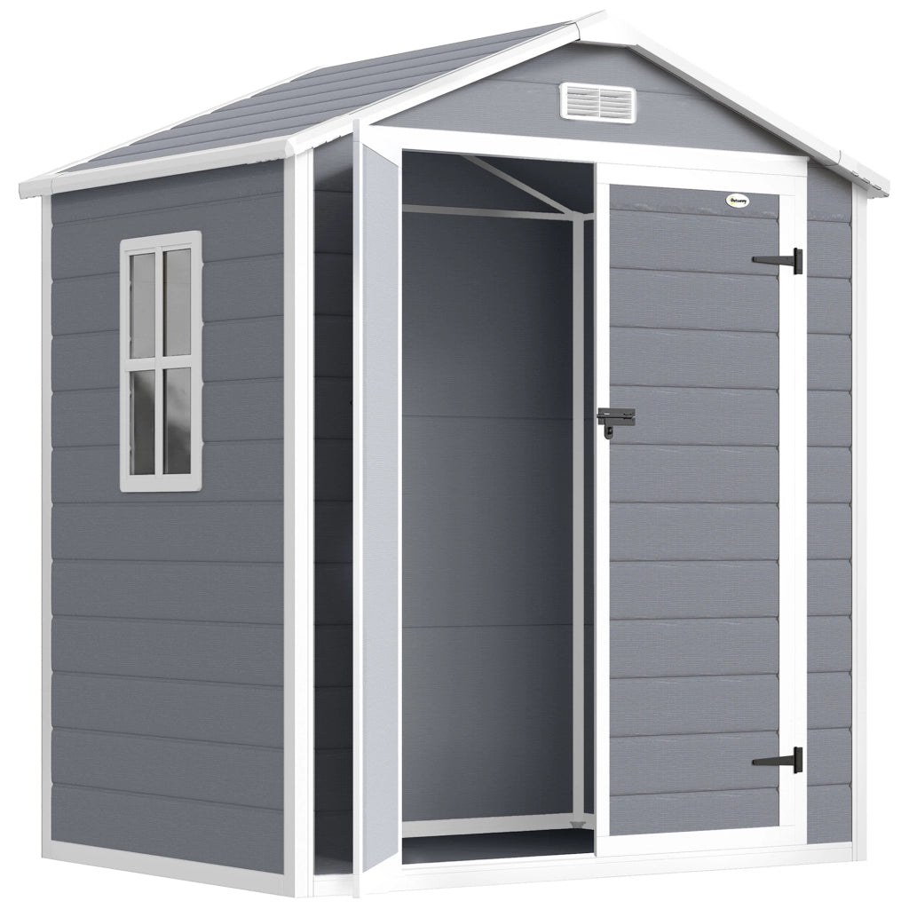 Casetta da giardino in resina polypropyl¨¨ne ¨C zephmum ¨C grigio 2.12 m2 2 porte 1 finestra