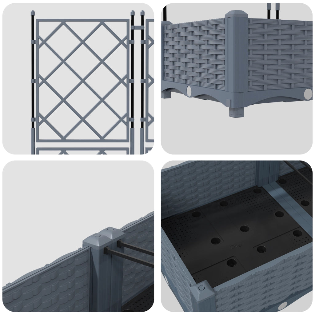 Vaso da Giardino con Trellis 5 pz Grigio Chiaro 120x120x125.5 cm