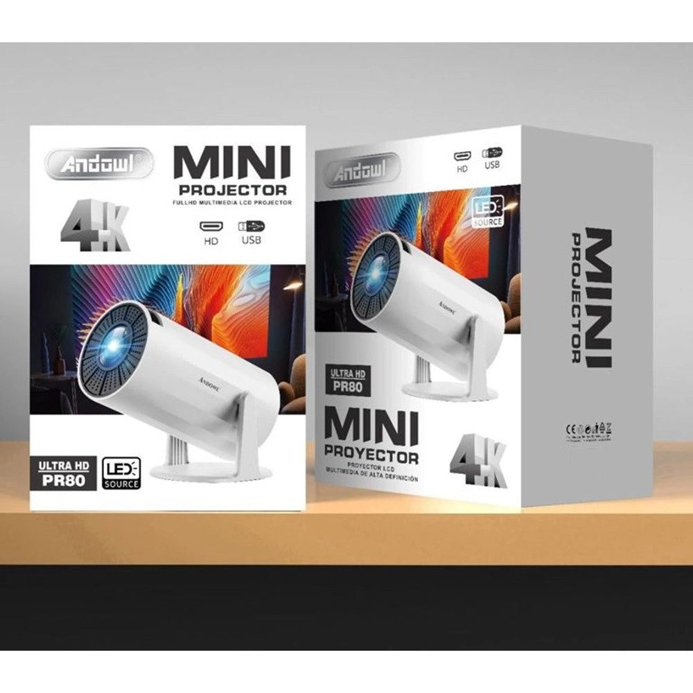 Trade Shop - Mini Proiettore Multimediale A Led Ultra Hd 4k Usb Portatile Supporto Girevole 180° Pr80 -