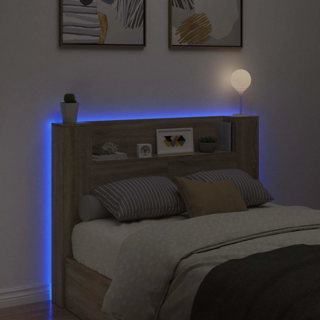 Testata con Mobile e LED Sonoma 140 x 16,5 x 103,5 cm