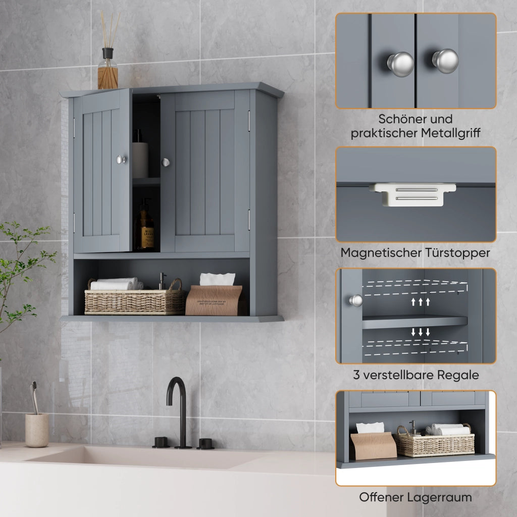 ARMADIO BAGNO SOSPESO 54,6x19,8x60 cm MDF Grigio Chiaro