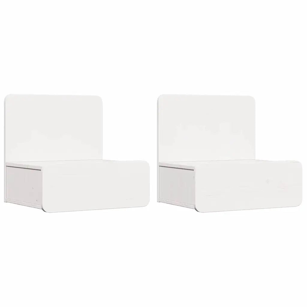 Set di 2 Comodini | Armadio da Notte | Mobiletto da notte Bianco 44 x 32,5 x 40 cm Legno di pino massello