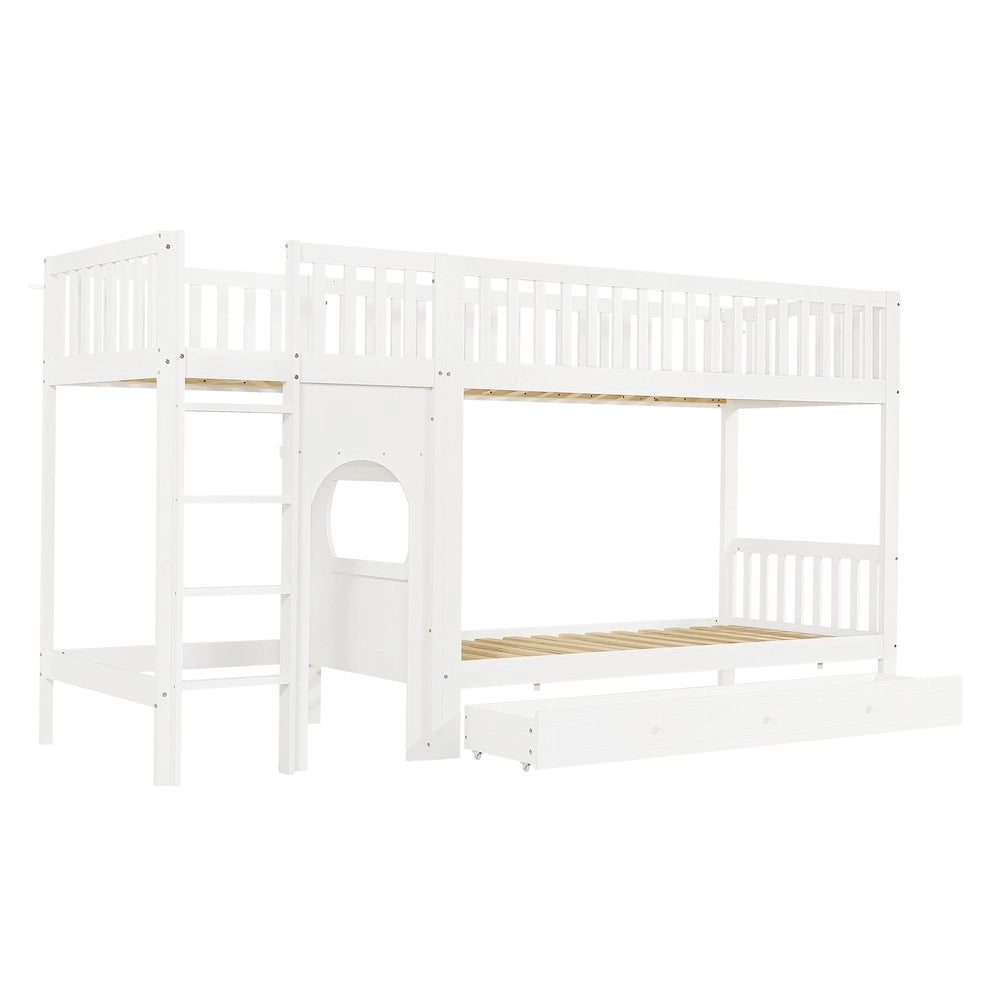 Letto a Castello Bambini in Legno ¨C Xylo ¨C Pino/MDF/Multistrato, Bianco, 90x200