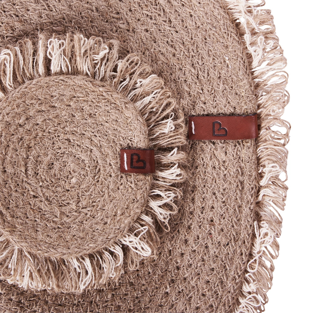 Set di 12 tovagliette e sottobicchieri rotondi in iuta naturale fatti a mano da 35/10 cm stile boho