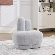 Pouf con orecchie di coniglio imbottito in tessuto; grigio antico e bianco; portata 120 kg