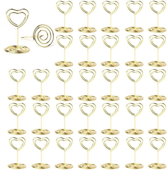30 pacchi di sostegni per foto, sostegni per foto con clip, sostegni per memoria, sostegni per cartelloni, sostegni per numeri di tavola per matrimoni, compleanni e feste (a forma di cuore)