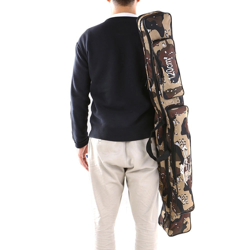 Trade Shop - Borsa Fodero Custodia Porta Canne Da Pesca 100cm Con 2 Scomparti Zip Pieghevole -