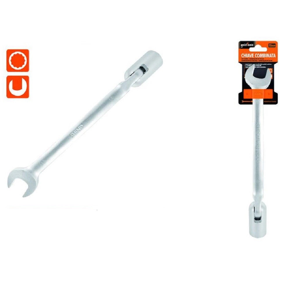 Trade Shop - Chiave Combinata 18mm Fissa E A Bussola Poligonale Con Snodo Cromo Vanadio 97566 -