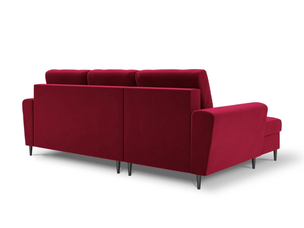 Cosmopolitan Design - Divano convertibile angolare sinistro con contenitore "Kyoto" 4 posti in velluto rosso 