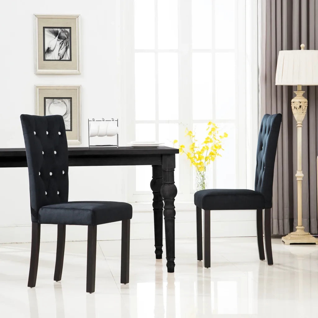 Sedie da Pranzo 2 pz Nere in Vellutocod mxl 70523