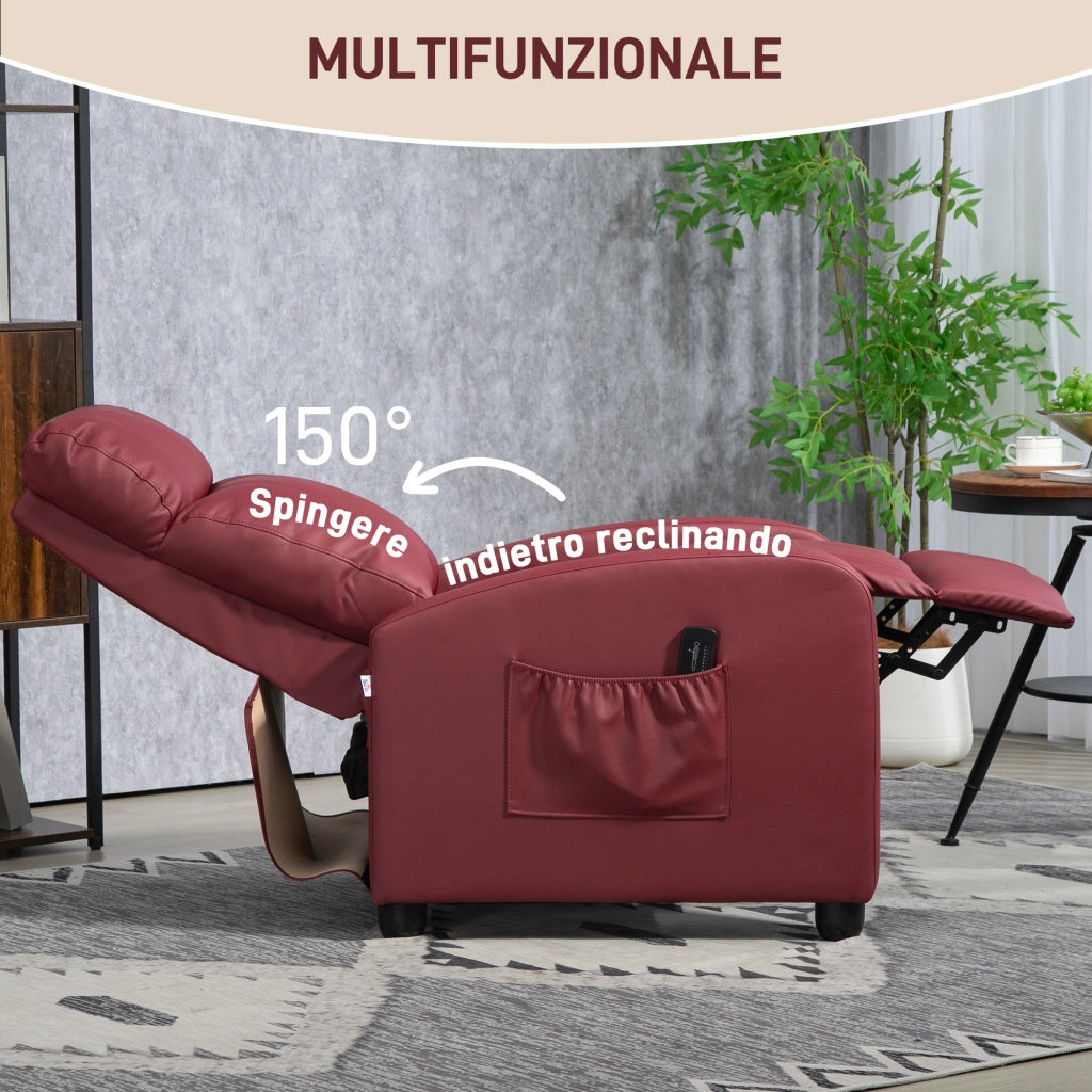 Poltrona Relax Massaggiante Reclinabile con Poggiapiedi ¨C Xylo ¨C Rosso