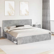 Struttura del letto con stoccaggio e testata-Giroletto con contenitore Grigio Cemento 397093