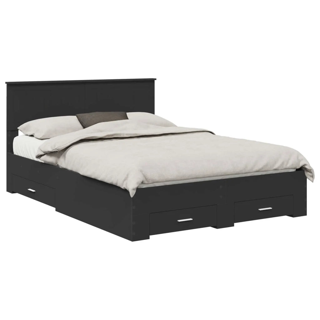 Struttura del letto Nero 140 x 190 cm Legno multistrato