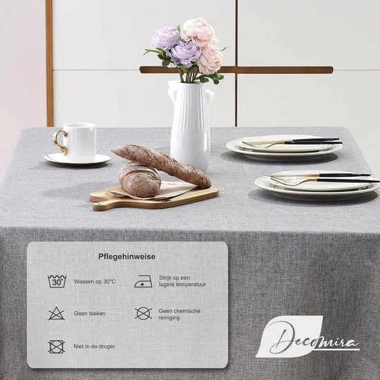 Tappeto per tavolo impermeabile con aspetto di lino, grigio scuro - Resistente alle macchie e lavabile per interni ed esterni