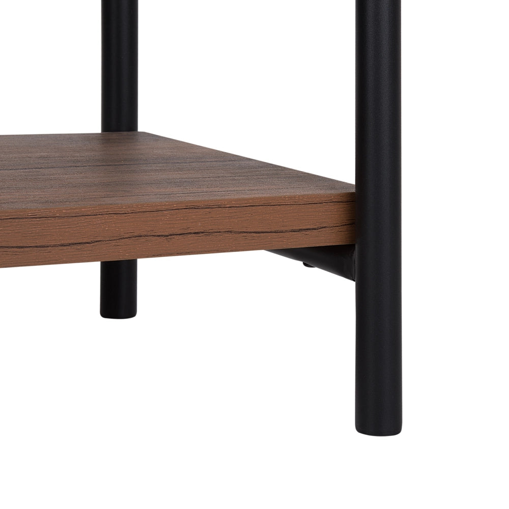 Libreria a 4 ripiani aperta industriale in legno scuro con struttura in metallo Nero Brisbane