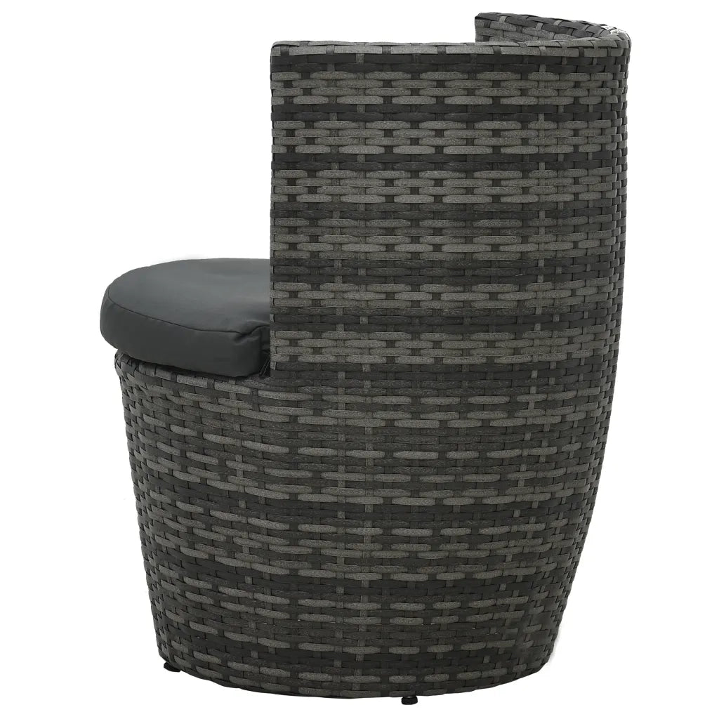 Set da Bistrot 3 pz con Cuscini in Polyrattan Grigio cod mxl 44591
