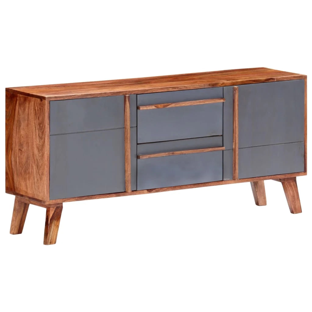 Buffet credenza cassettiera armadio mobile contenitore organizer per cucina soggiorno salotto 120 x 30 x 55 cm legno massello grigio 02_0031779