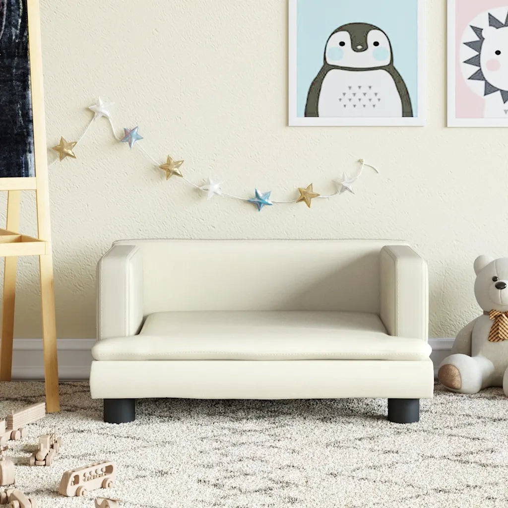 Divano per Bambini Crema 60x40x30 cm in Similpelle