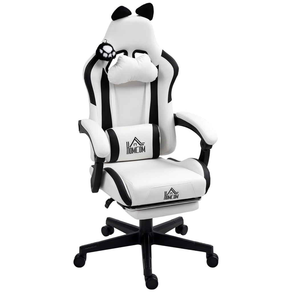 Poltrona gaming ergonomica con orecchie ¨C zephmum ¨C bianco 65x62x124 cm
