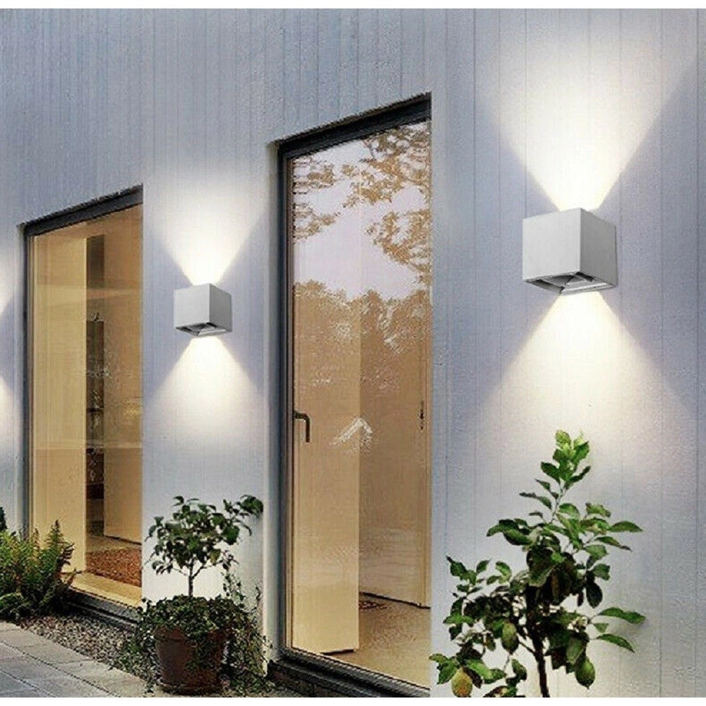 Trade Shop - Applique Doppia Emissione Led Cob 12w Esterno Luce 4000k 3000k 6500k Grigio Es46 -