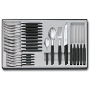 Victorinox 6.9093.11W.24 Swiss Modern Set da Tavola 24 Pezzi con Coltelli a Lama Seghettata Acciaio Inox 18-10 colore Nero