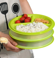 Set di 3 piastre per microonde con coperchio - BPA libero e riciclabile - adatto per microonde e congelatore