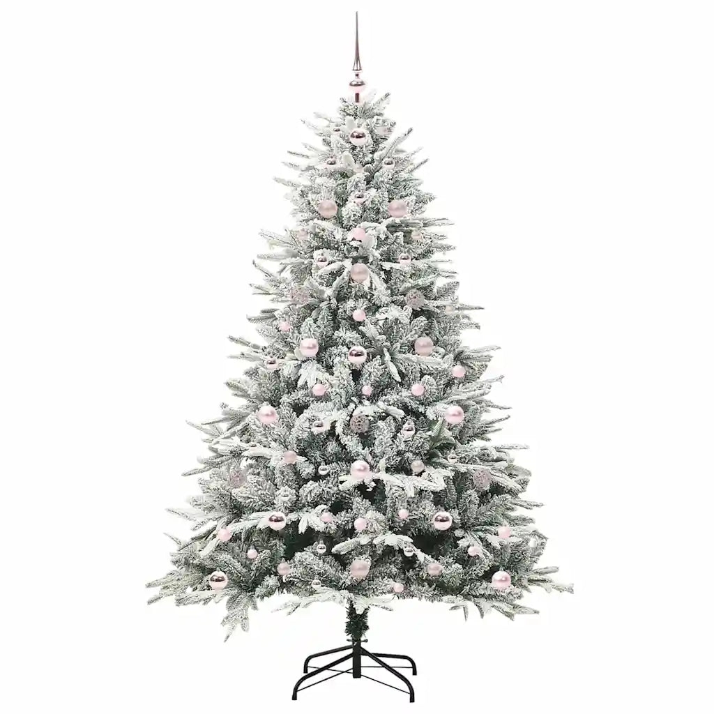 Albero di Natale Artificiale Pre-illuminato con Set di Palline