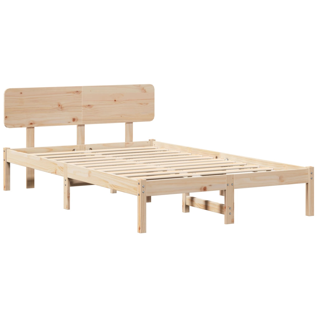Struttura letto con testiera 135x190 cm in legno massello di pino