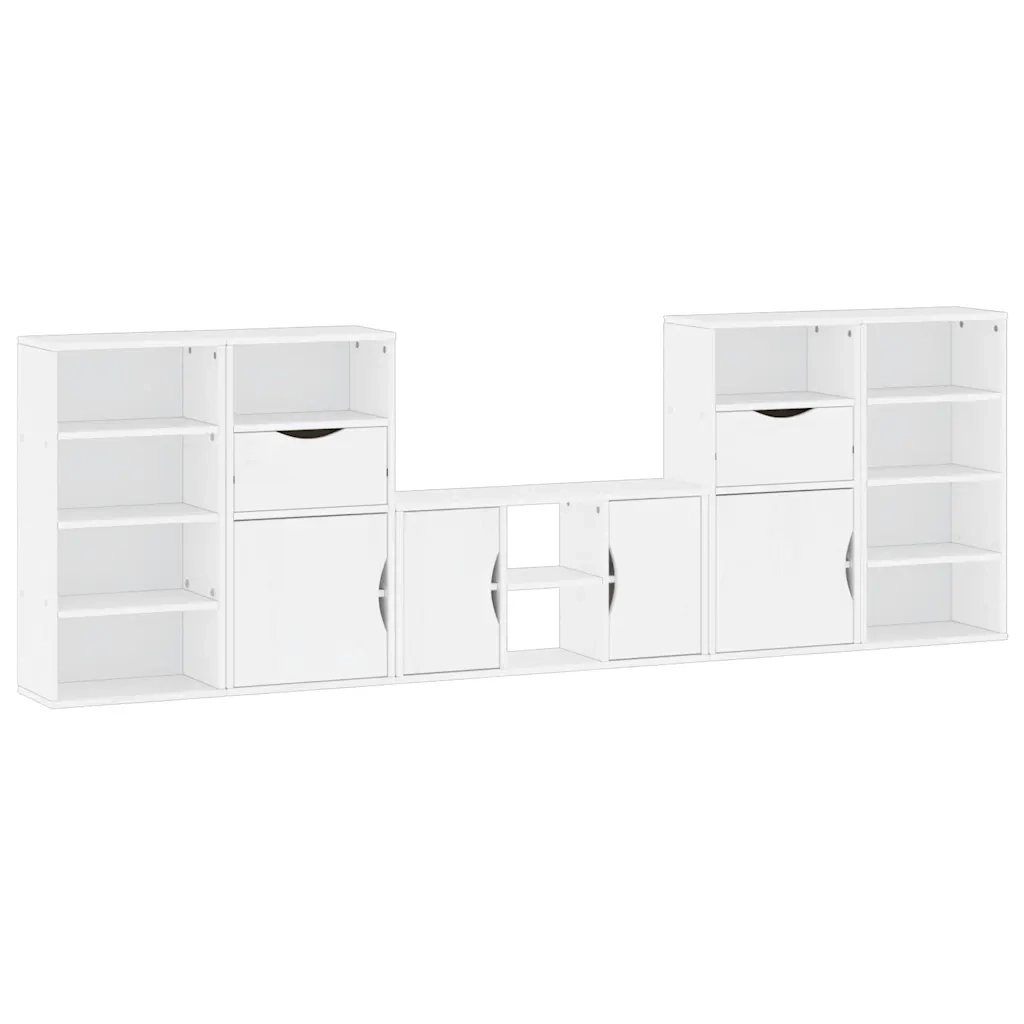 Mobile TV 5 pz con Contenitore ODDA Bianco in Legno di Pino 3365371