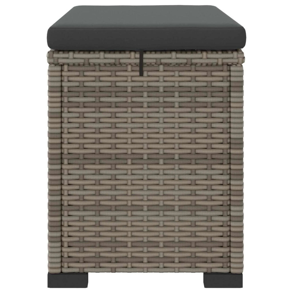 Poggiapiedi da giardino con cuscino 2 pcs Grigio polyrattan