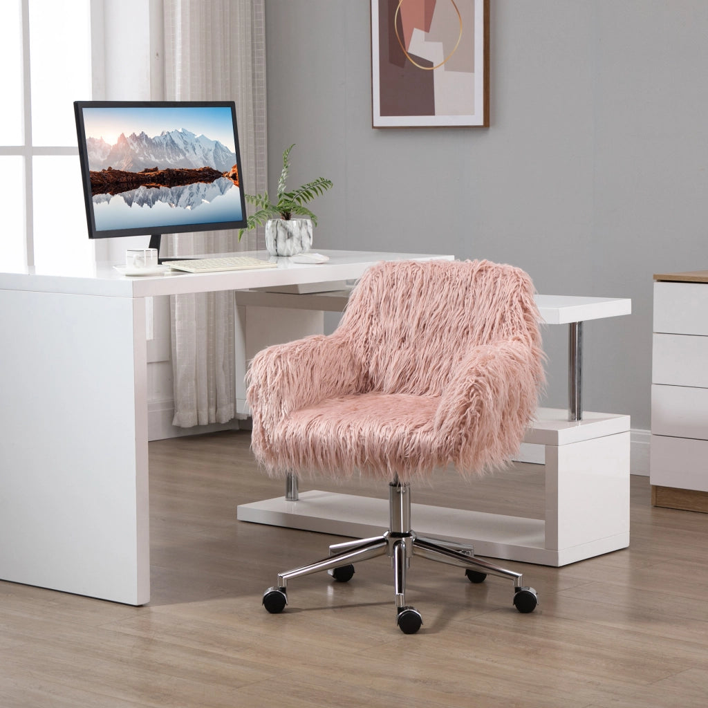 Sedia da Ufficio Girevole Altezza Regolabile ¨C Xylo ¨C Ecopelle Rosa Gambe Metallo Argento 57x60x75-85cm