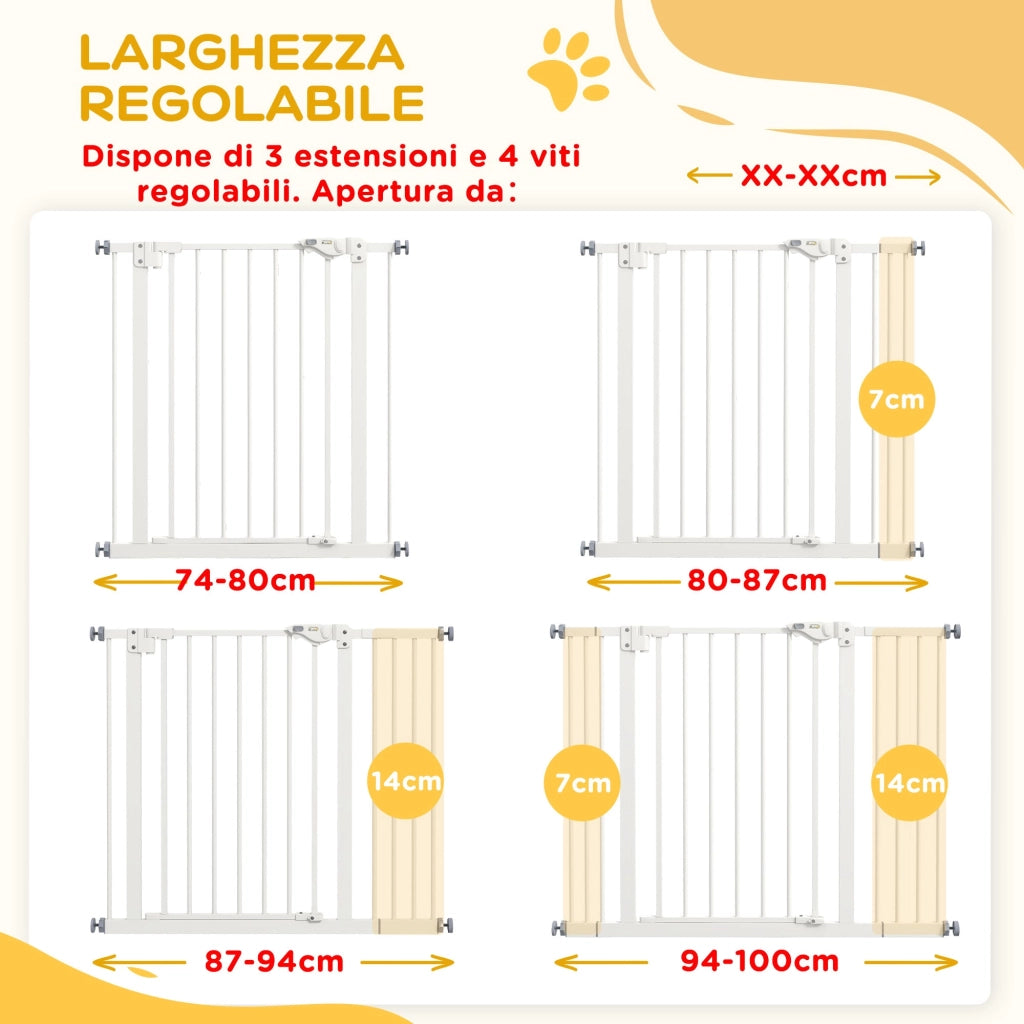 Cancellino per Cani Estensibile 74-100x77 cm in Metallo Bianco