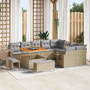 Set Divano da Giardino 12 pcs Beige polyrattan