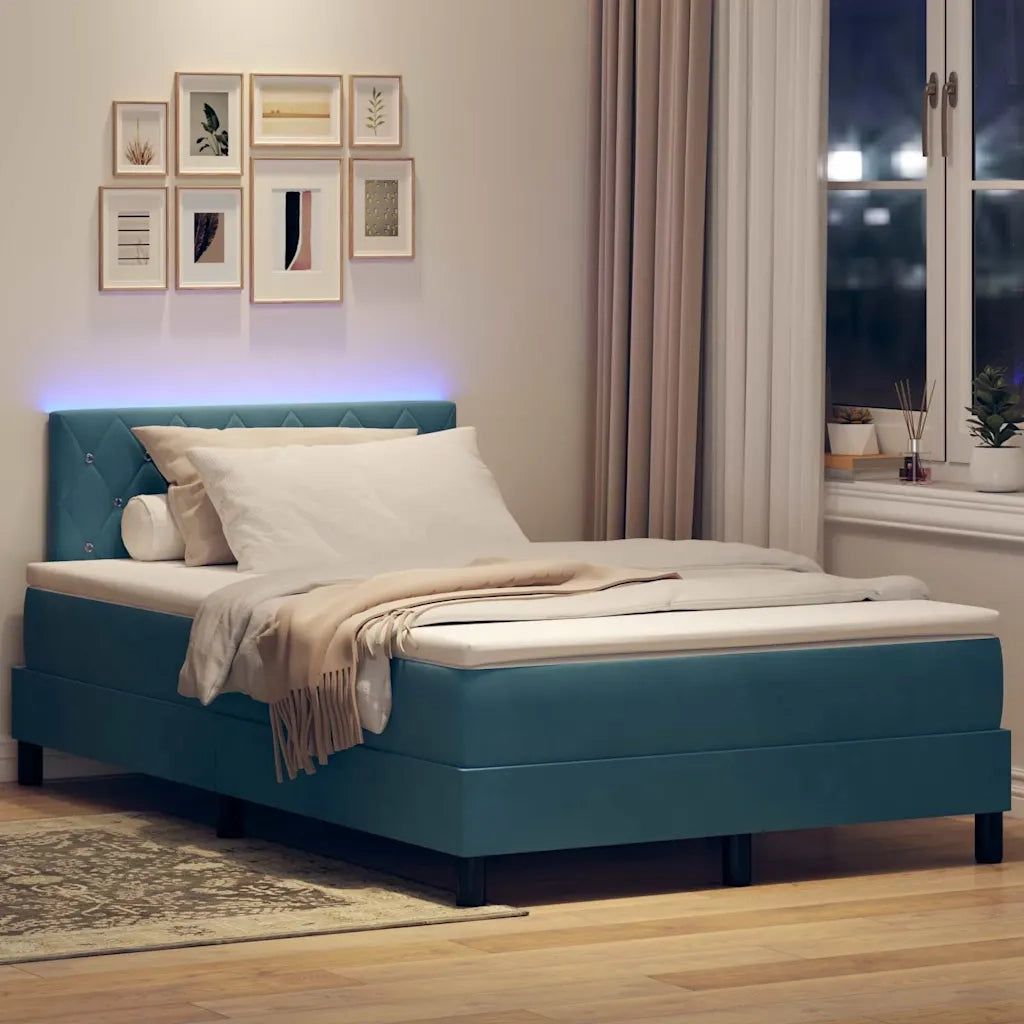 Letto a Sorgente LED con led Blu Scuro 120 x 200 cm Velluto 3342582