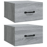 Set di 2 Comodini | Armadio da Notte | Mobiletto da notte a Muro Grigio Sonoma 35x35x20 cm