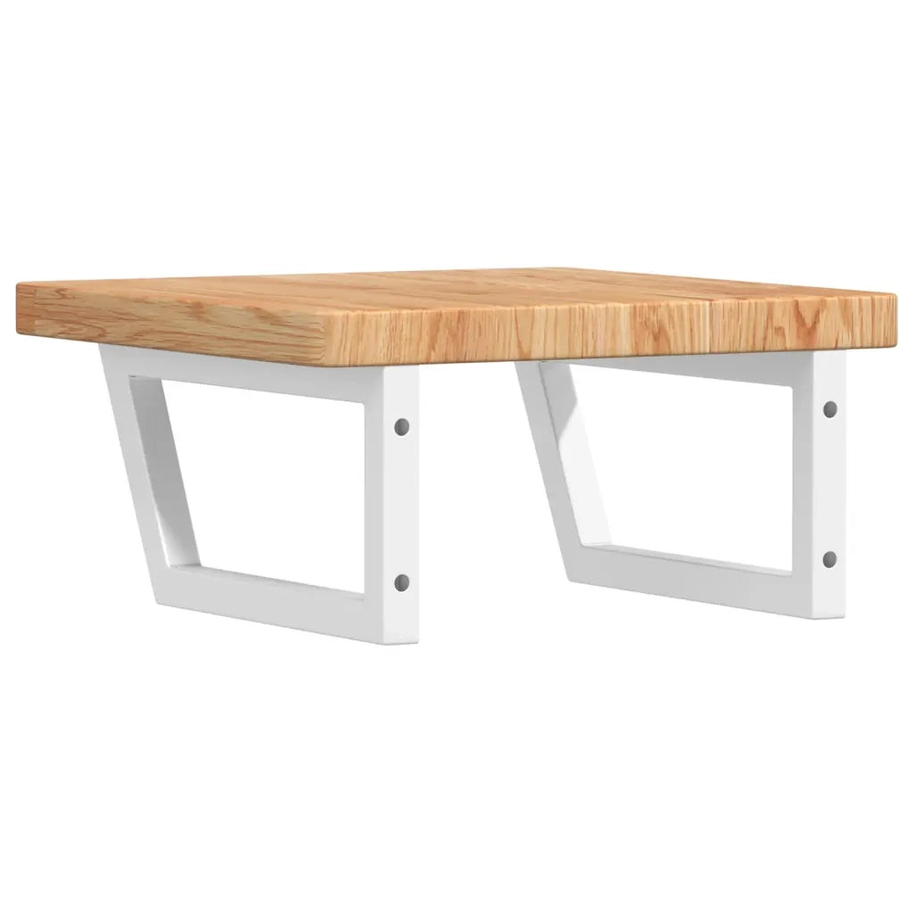 Ripiano a Parete per Lavabo in Acciaio e Massello di Rovere