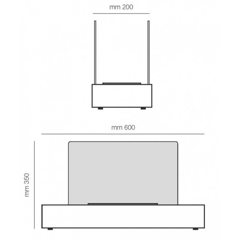 Biocamino da tavolo Mantova Nero 2 kW – 2 vetri protettivi, bruciatore 1,5 L, design compatto – Tecno Air System