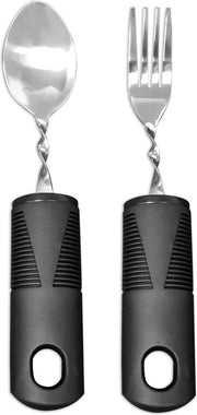 Besteck adattabile - 2 pezzi - Cucchiaio - Croce - Flessibile - Adattabile - set di posate - posate - con manico spesso - per disabili artrite Parkinson - anziani o persone con tremore