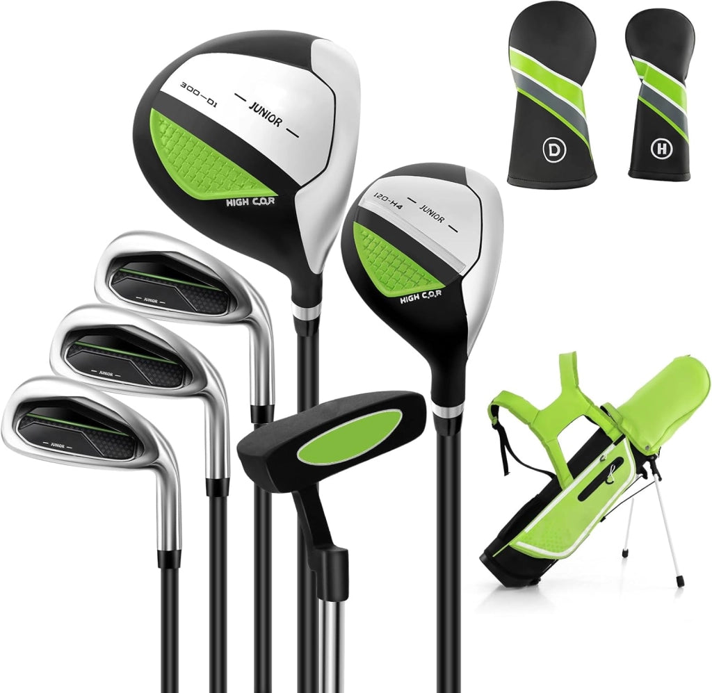 Set di Mazze da Golf per Bambini con Sacca, Fodera Impermeabile, Driver 1, Ibrido 5, Ferro 7, Ferro 9, Ferro S e Putter, Set Allenamento Golf per 11-13 Anni, Destrorso