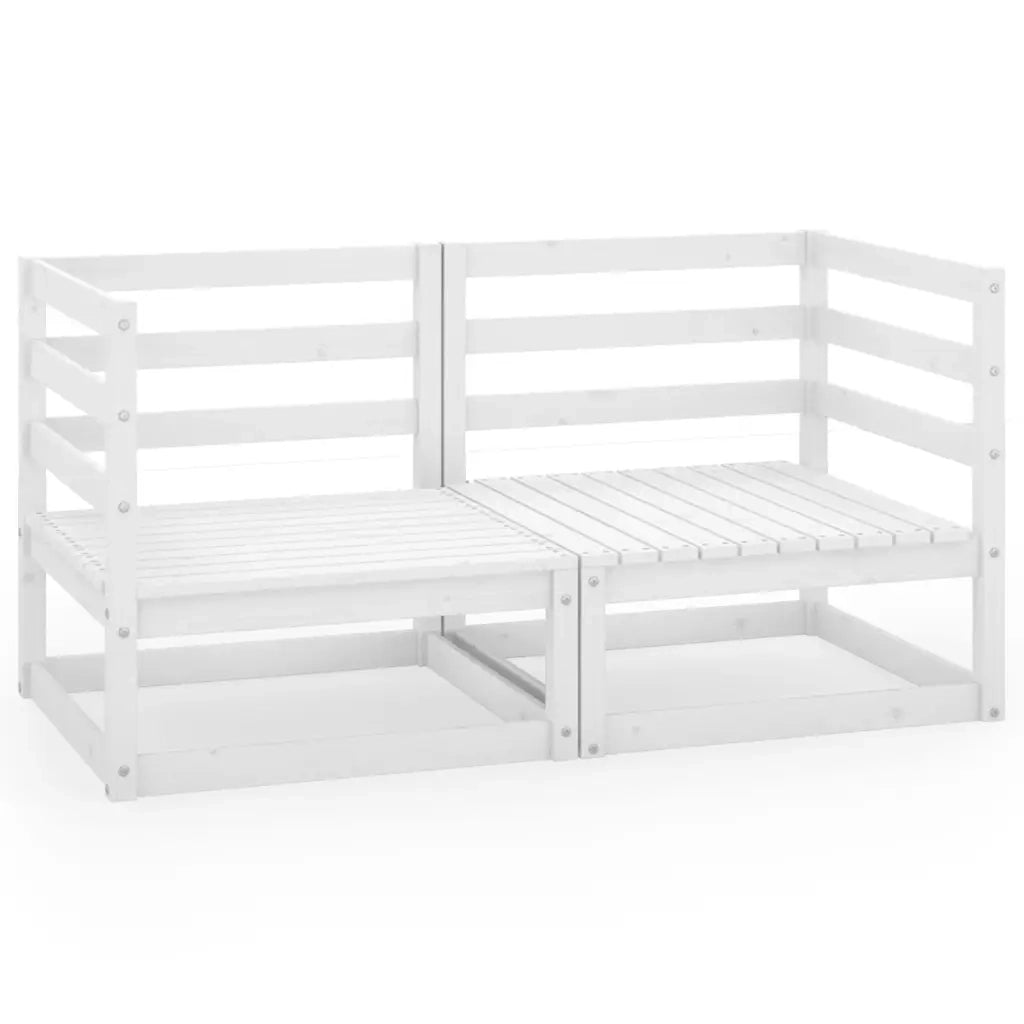 Divano da Giardino a 2 Posti Bianco in Legno Massello di Pino 3075245