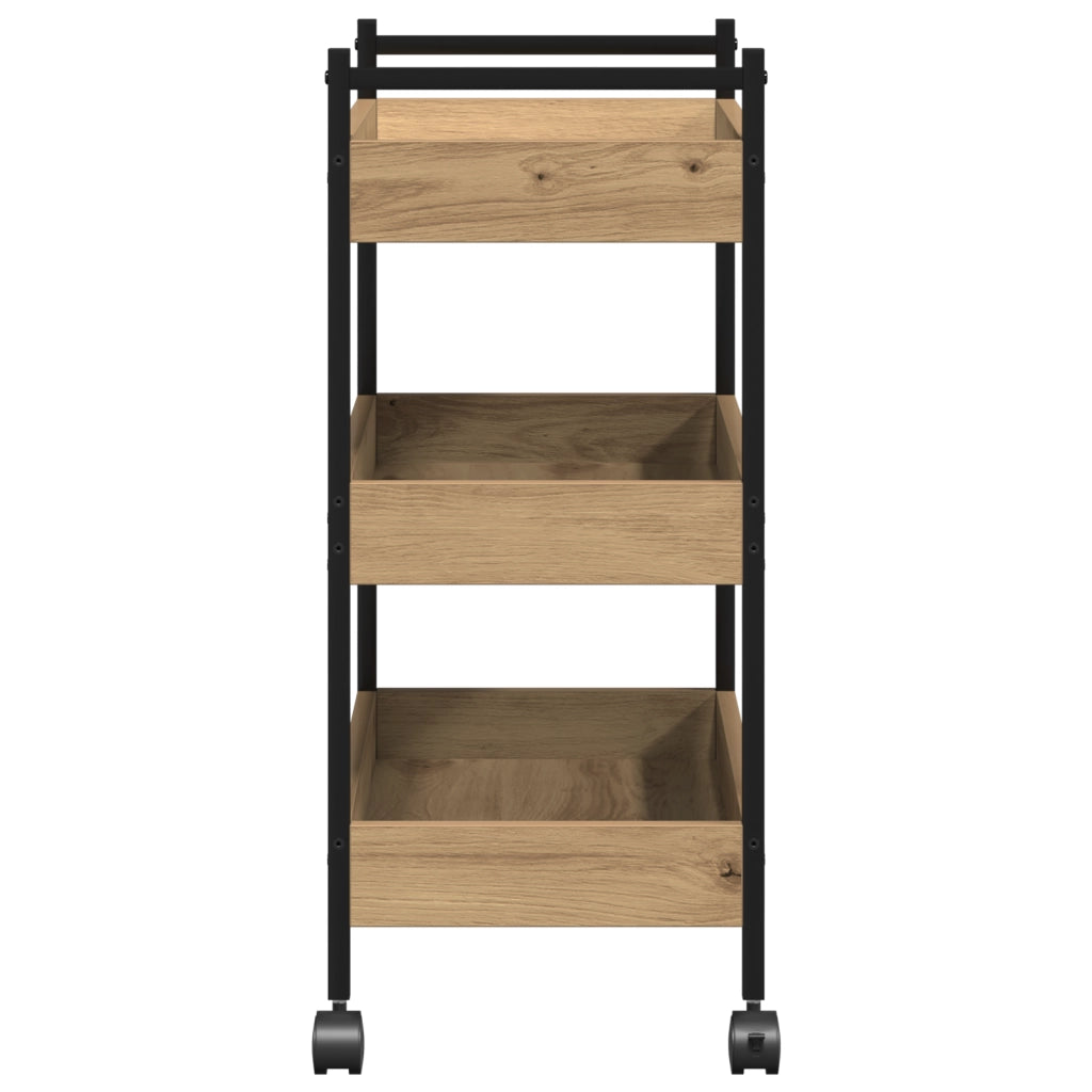 Carrello da Cucina  Rovere Artigianale 50x30x70 cm Legno Ingegnerizzato